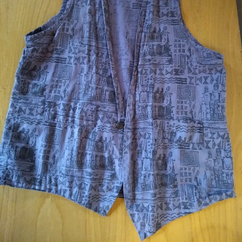 Vintage Rockpool Easter Island Tribal Pattern Vest